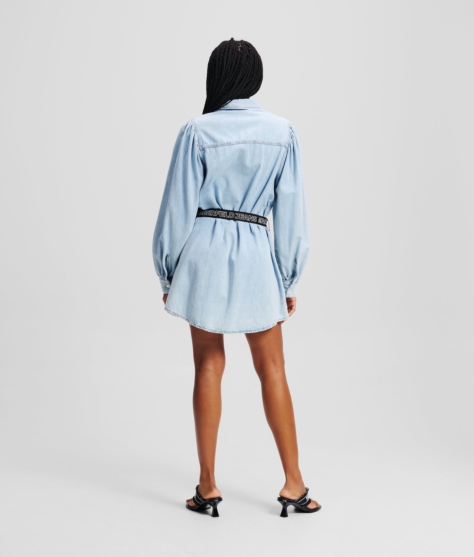 PUFF-SLEEVED DENIM SHIRT DRESS - Image 3