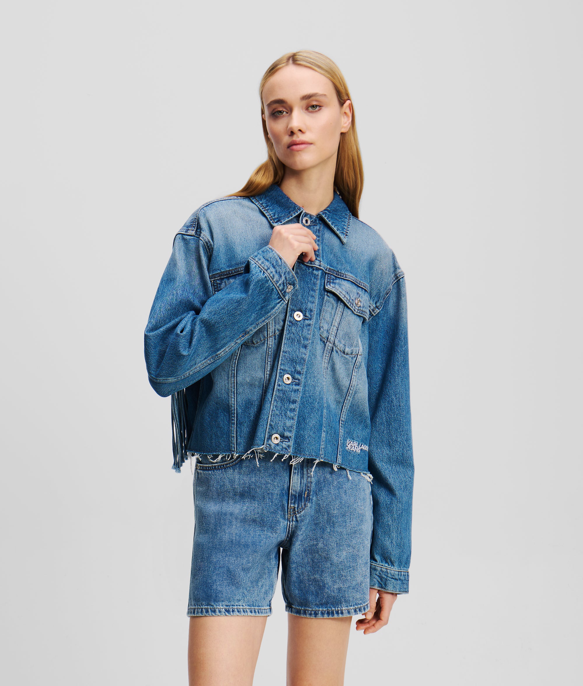 RELAXED FRINGED DENIM JACKET - Image 2