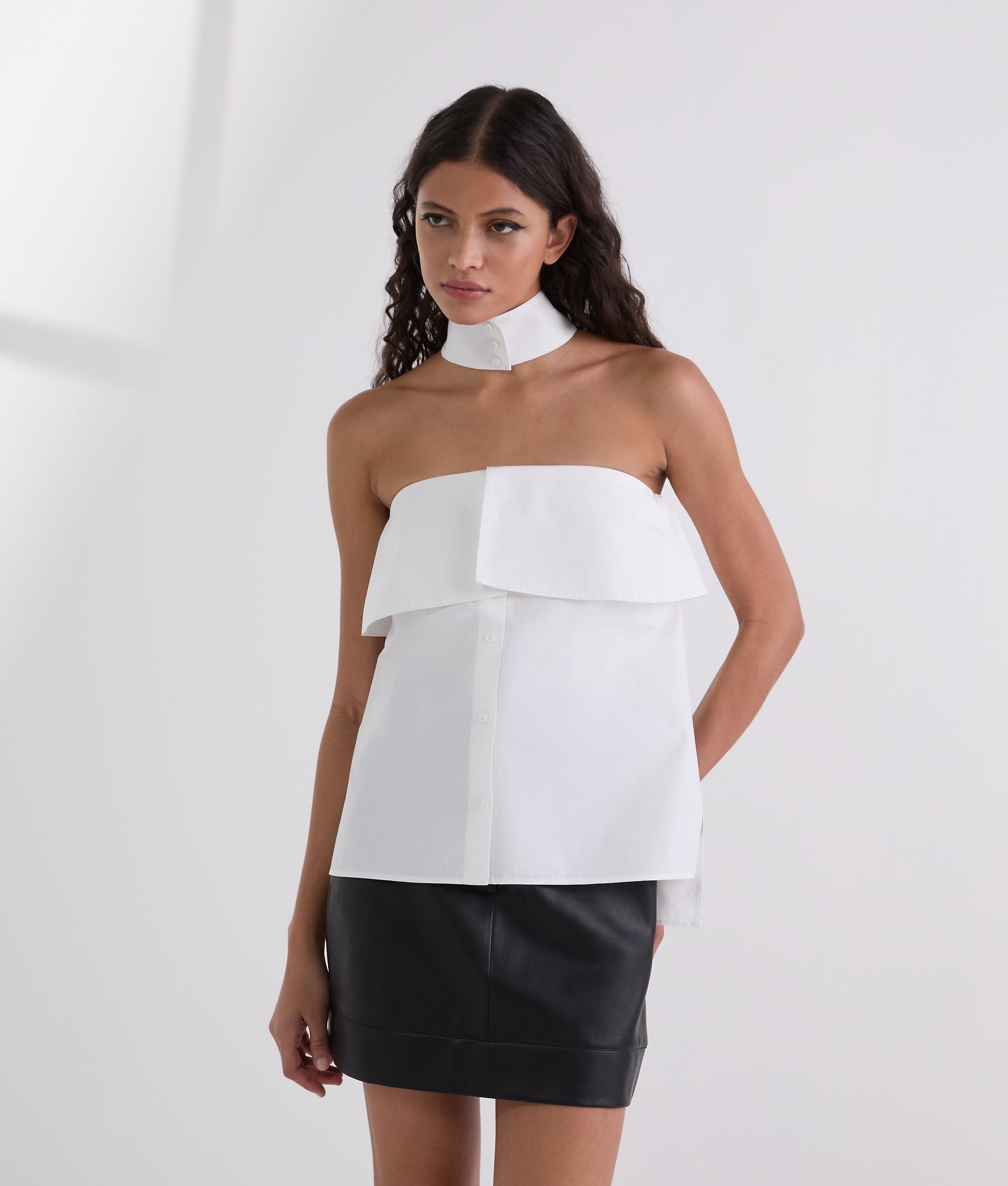 STRAPLESS POPLIN SHIRT