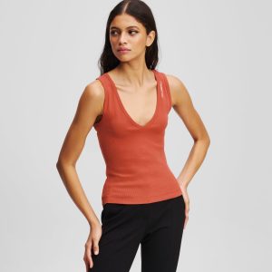 RIBBED V-NECK TANK TOP