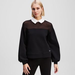POPLIN COLLAR SWEATSHIRT