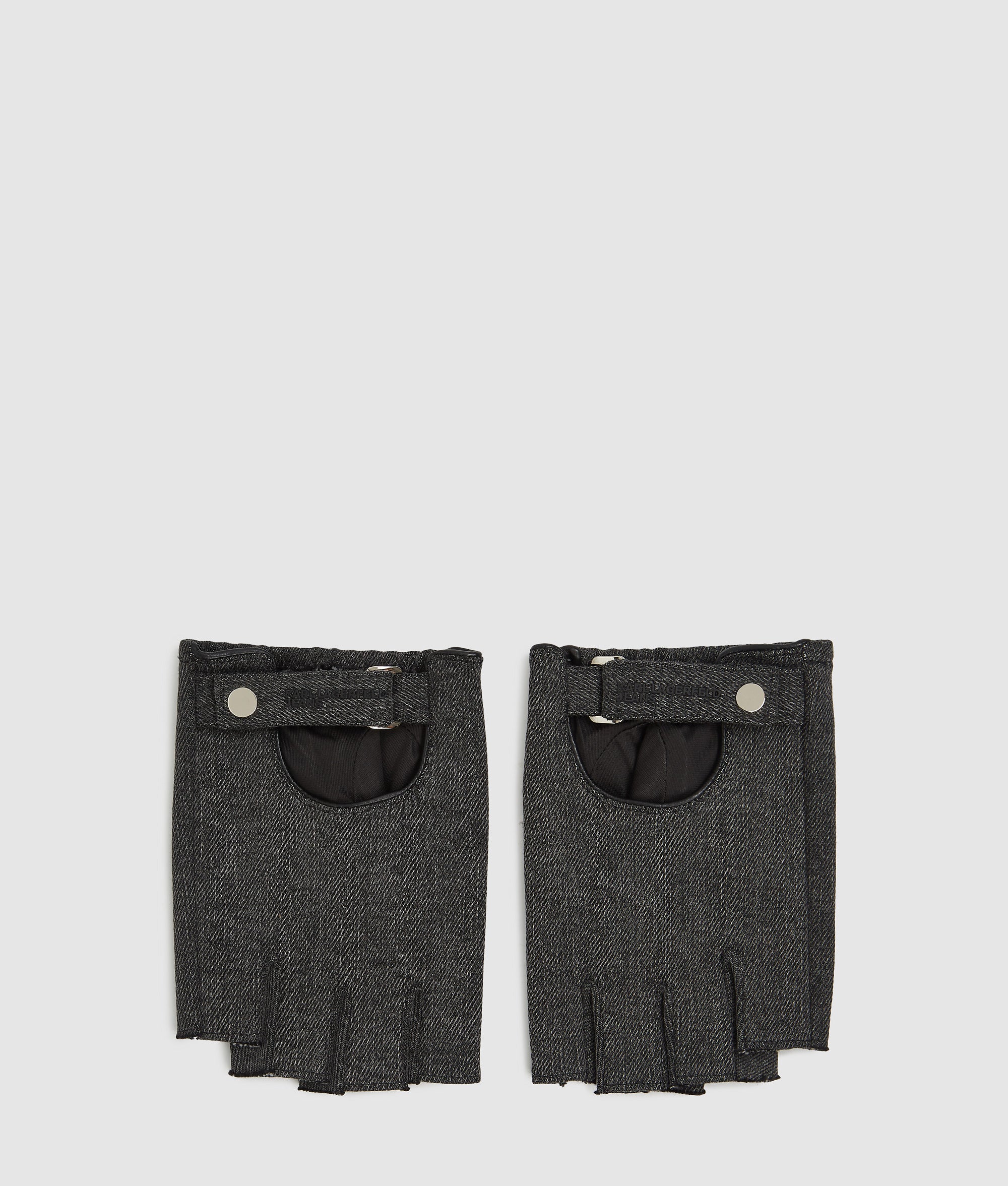 Fingerless denim gloves