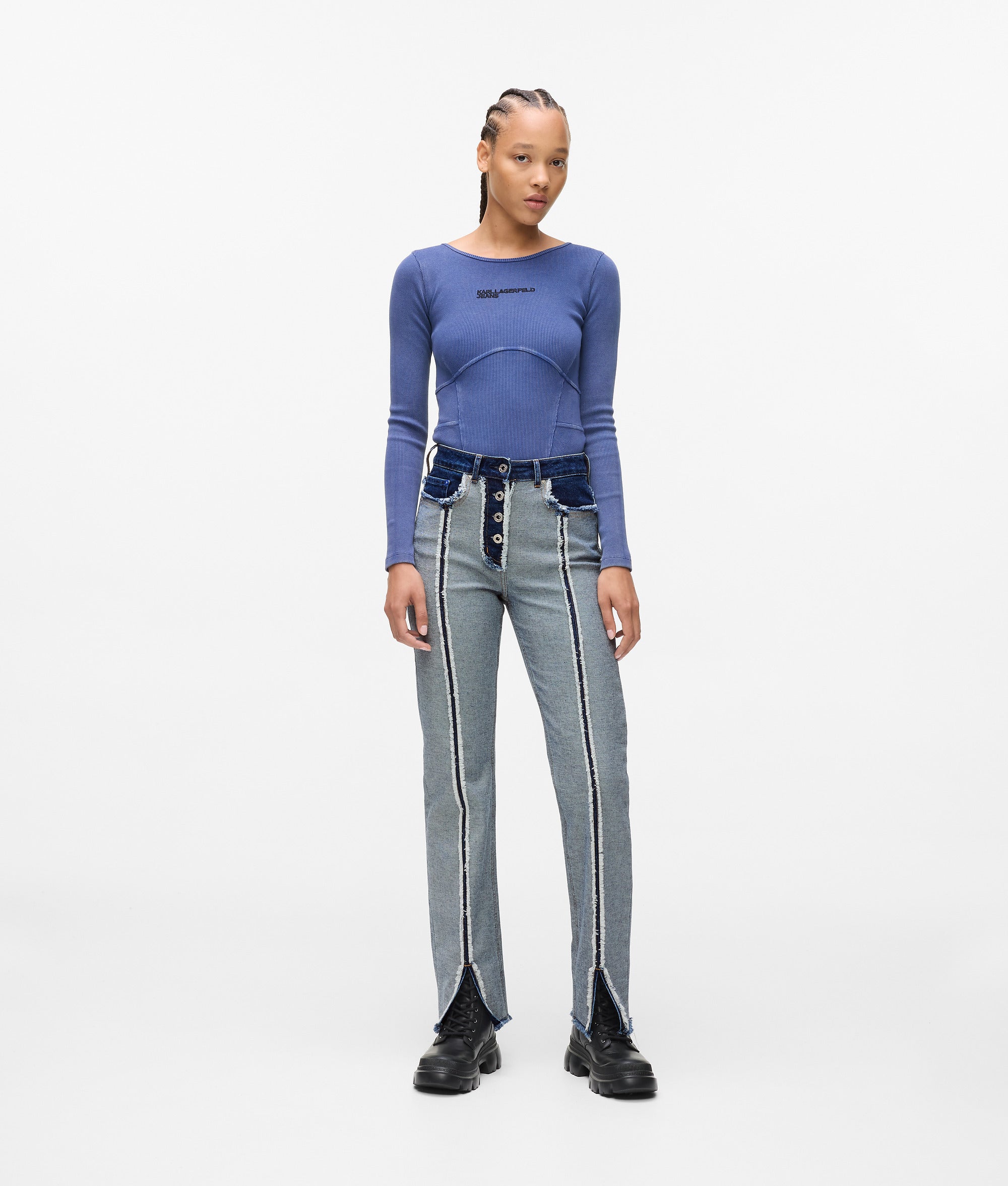 Inside-out straight jeans