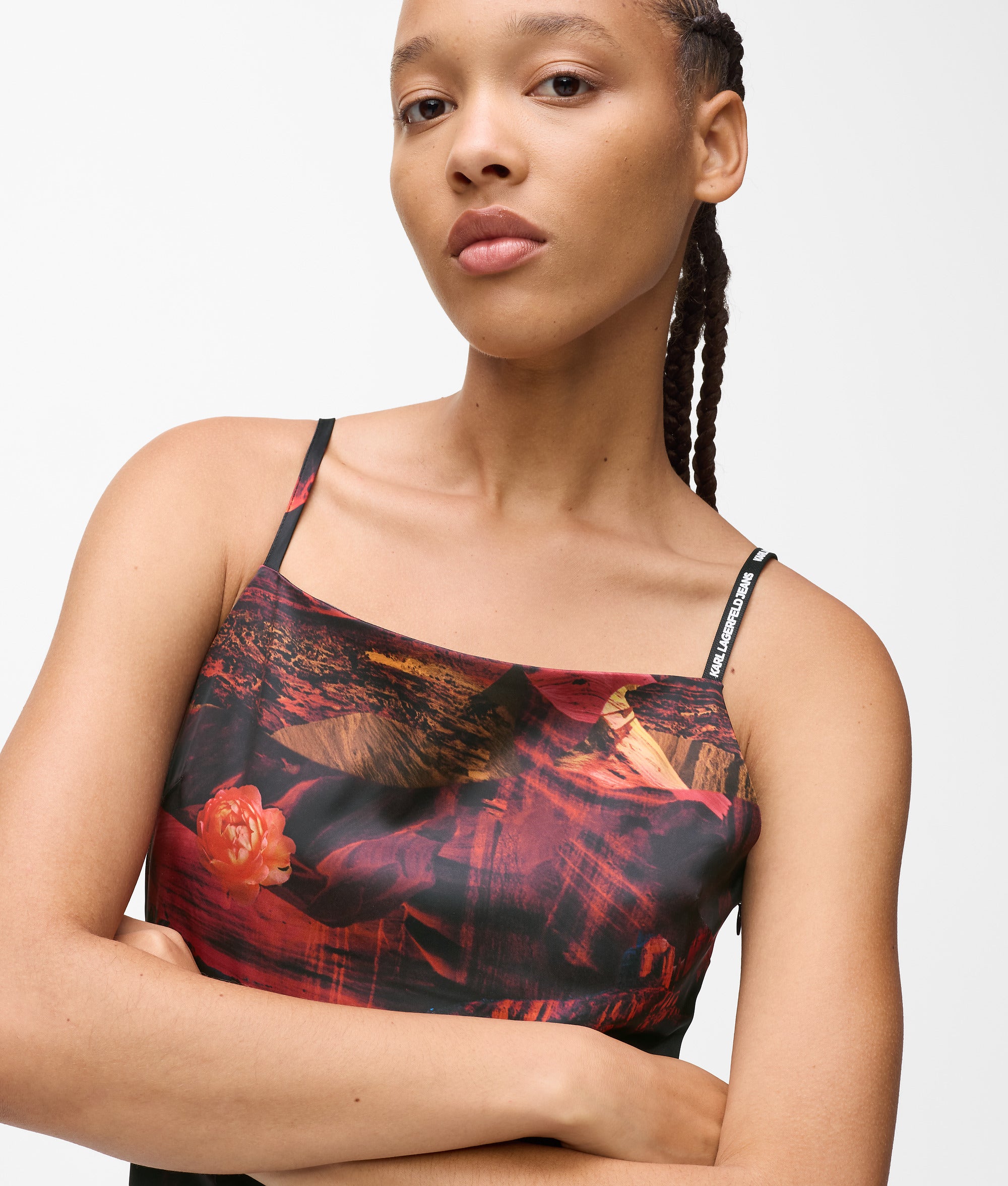 All-over-print satin dress - Image 2