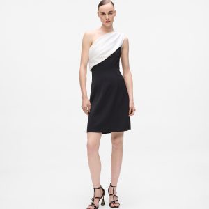 Draped one-shoulder dress