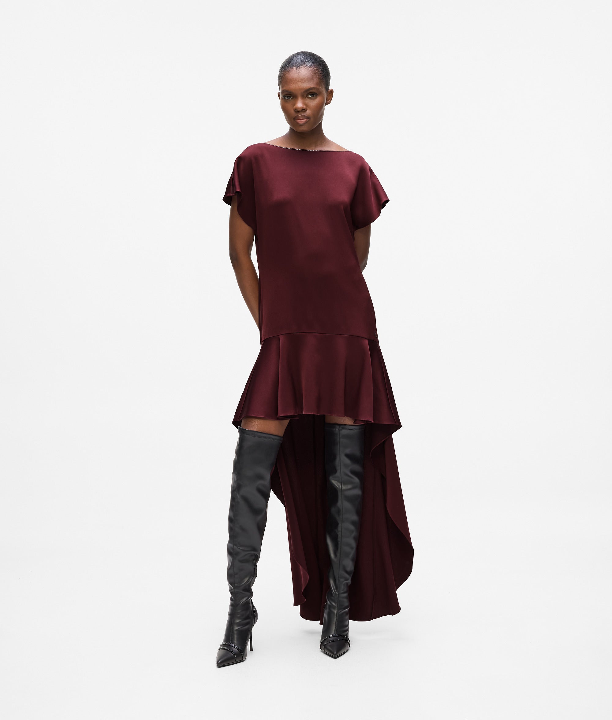 Satin open back dress