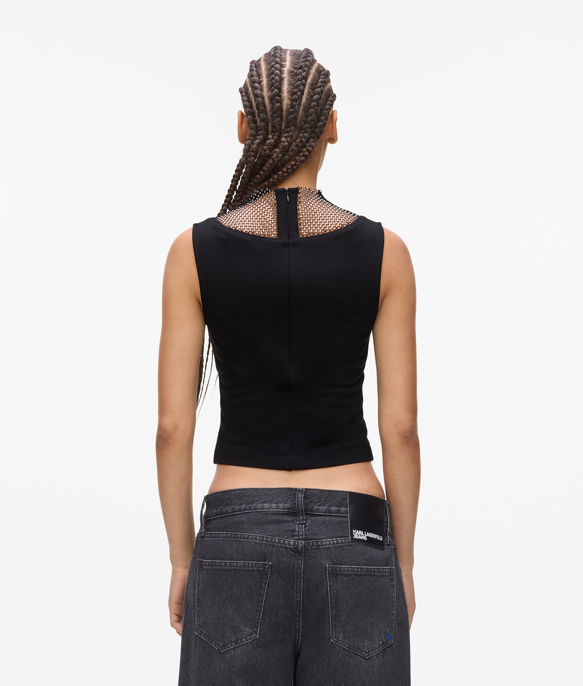 V-neck rhinestone mesh top - Image 2