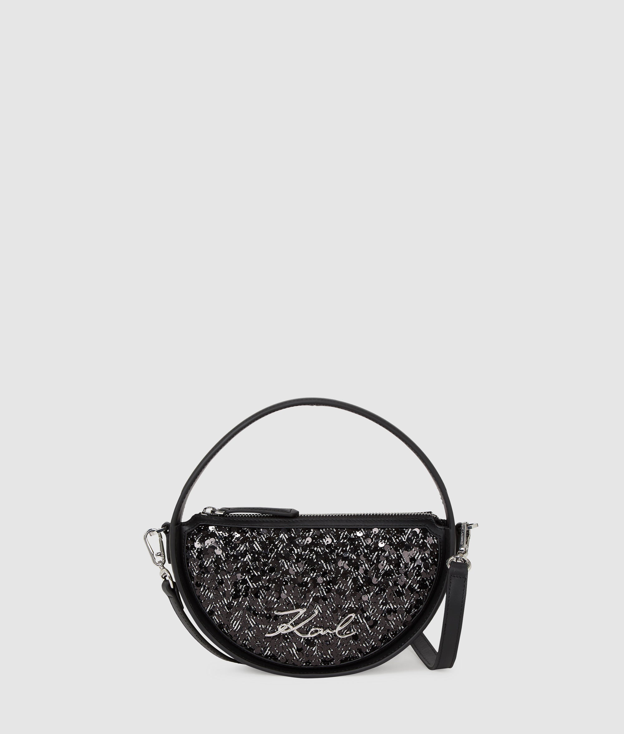 K/Signature sequin round crossbody bag