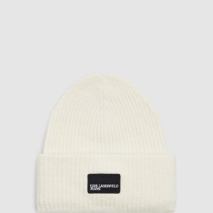 Logo patch long beanie