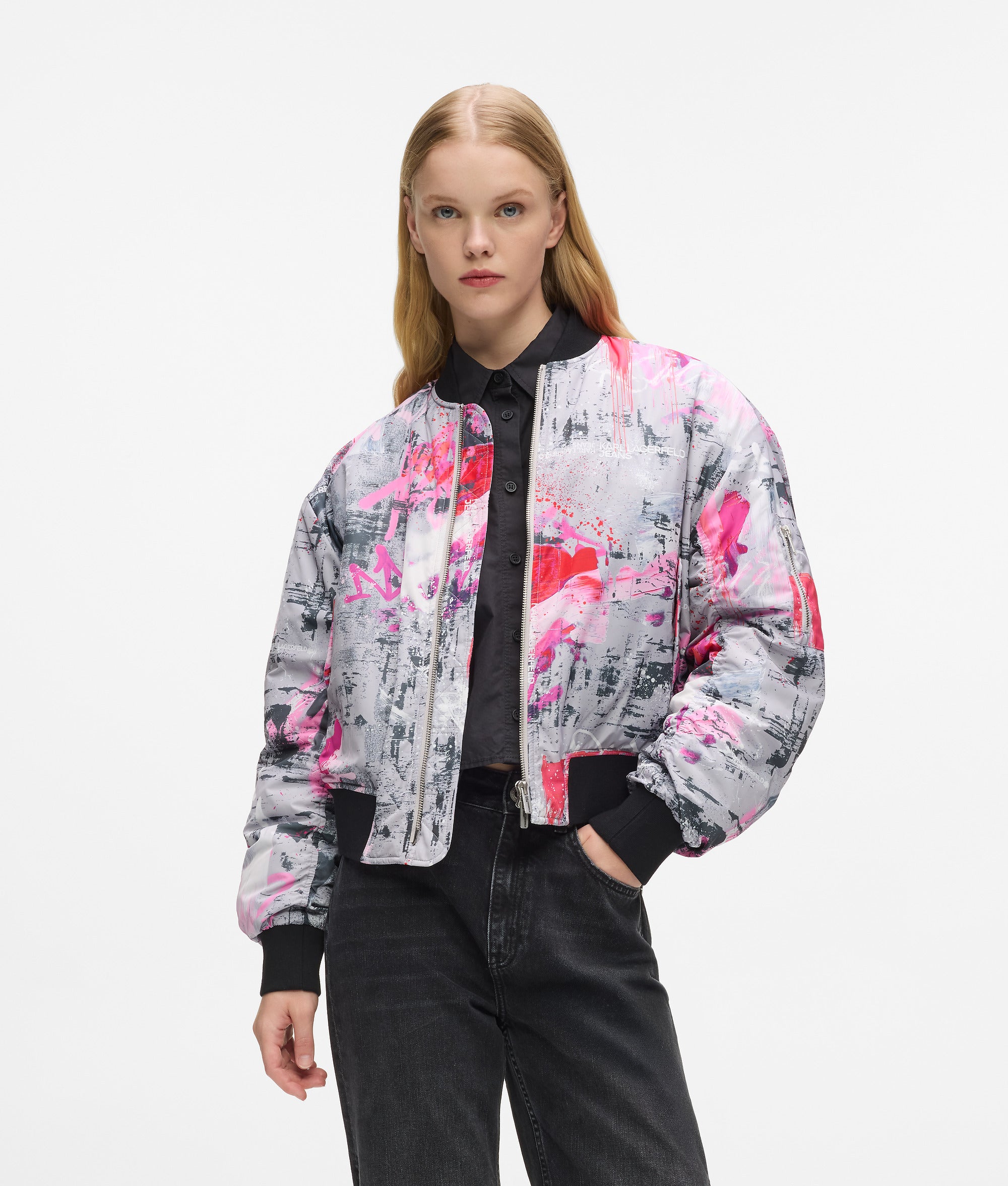 All-over paint bomber jacket