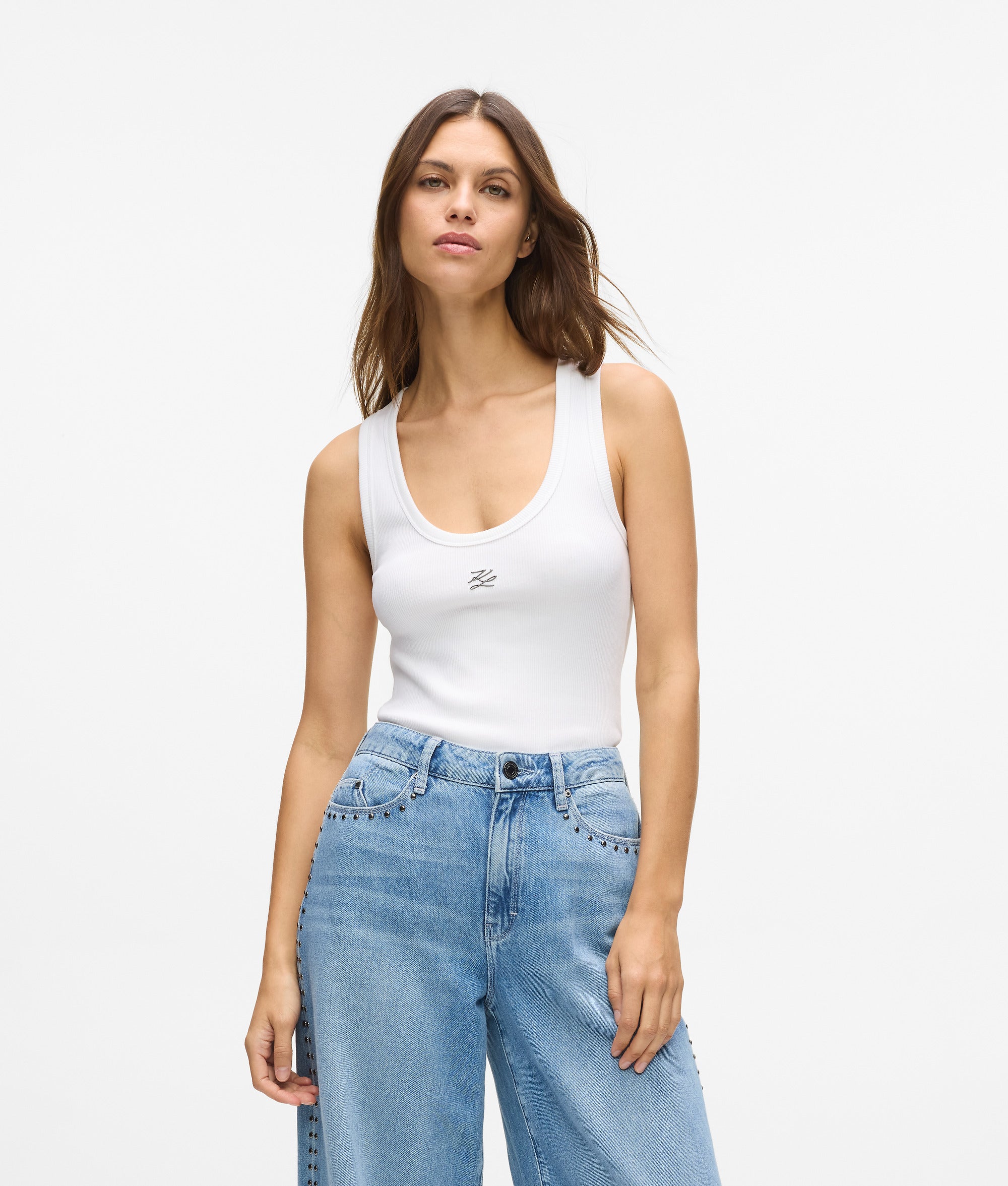 Autograph ribbed tank top