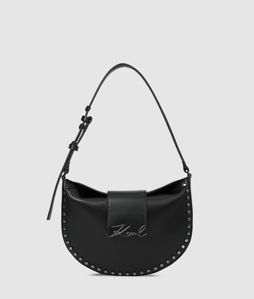 K/Signature studded moon bag