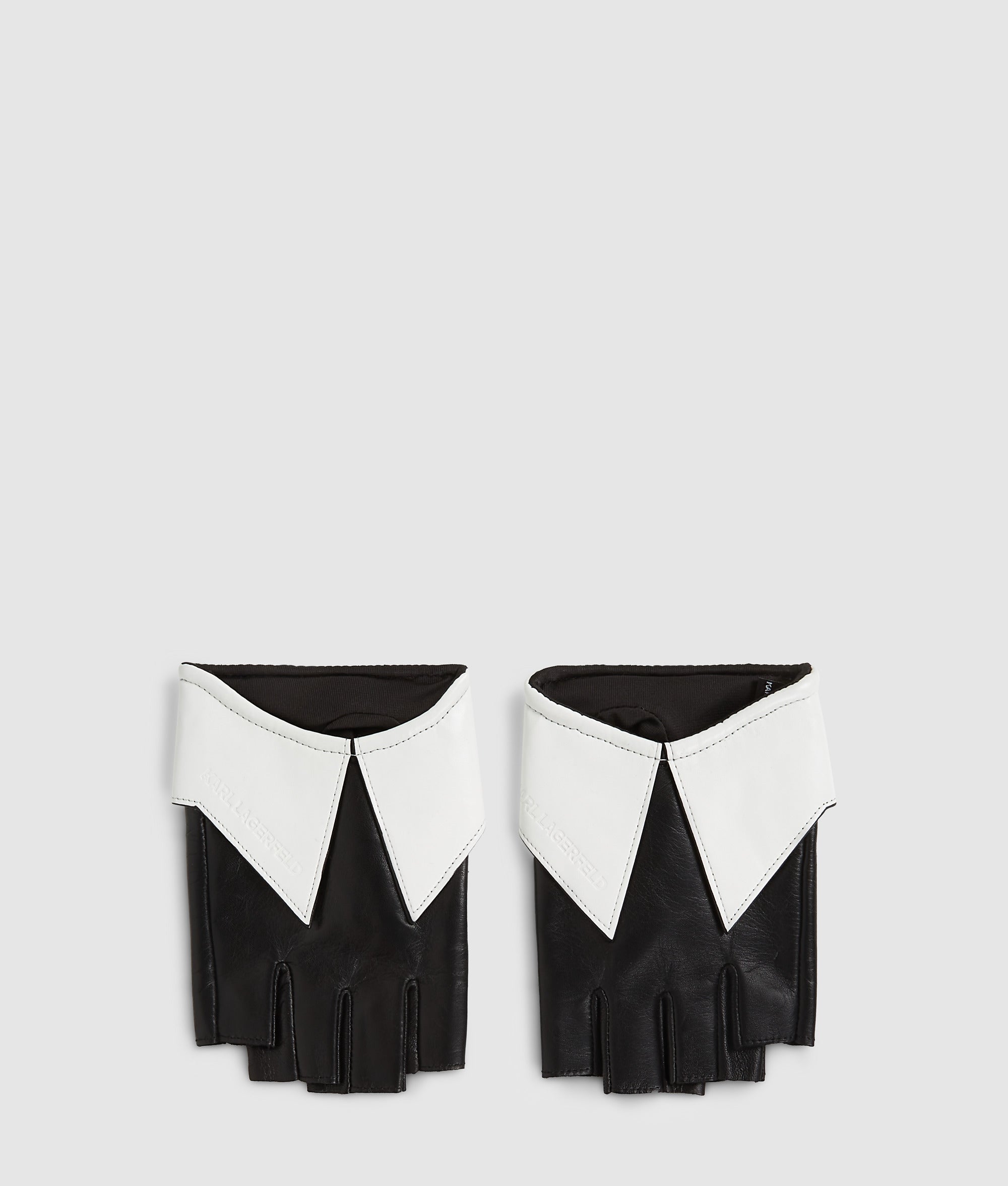 Collar-detail fingerless gloves