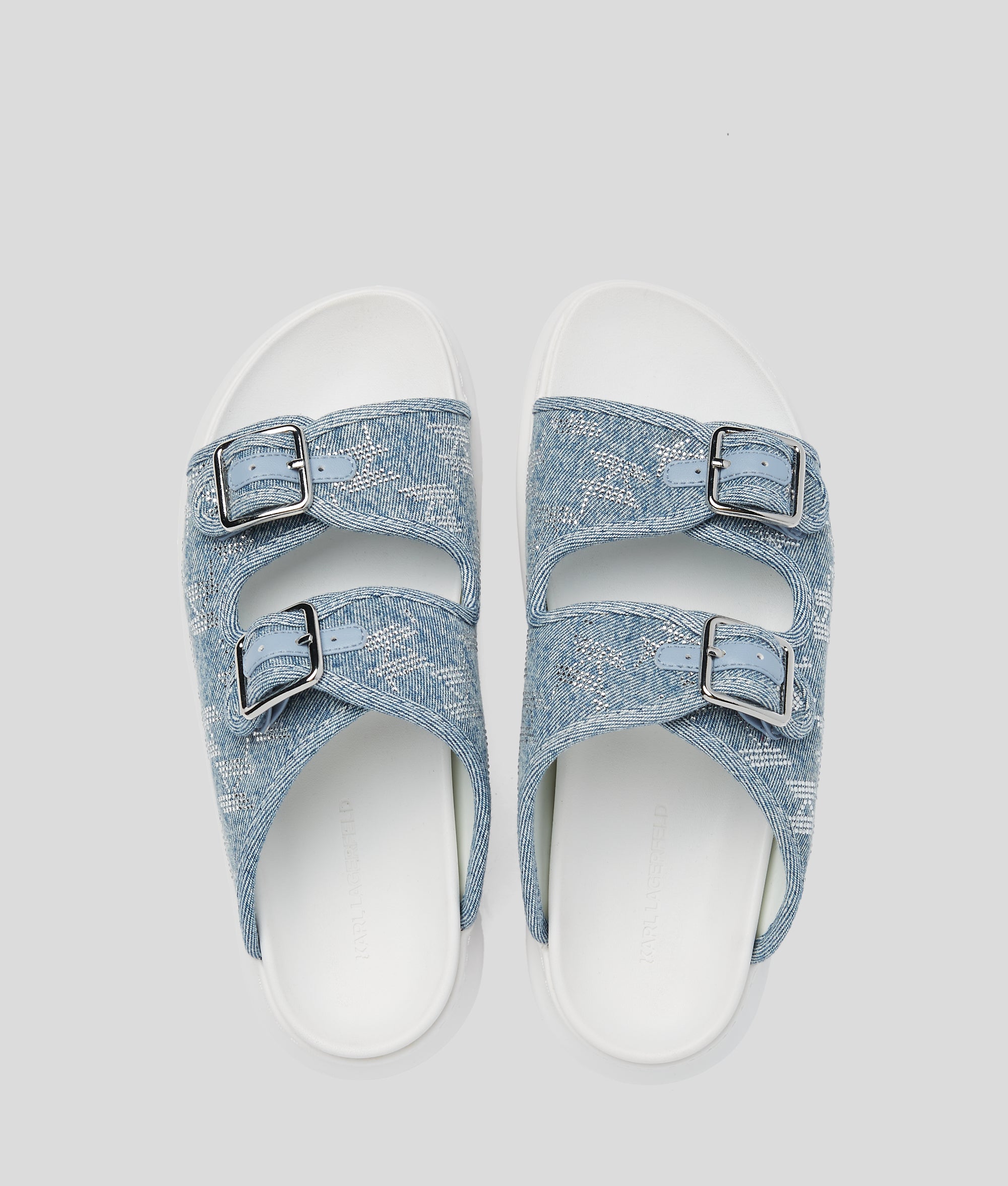 KAPRI DENIM RHINESTONE SANDALS - Image 4